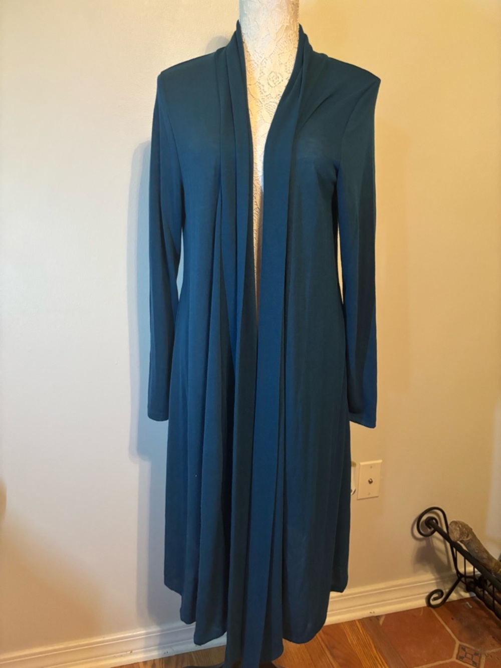 Women's Open Front Long Cardigan Sweater - Teal